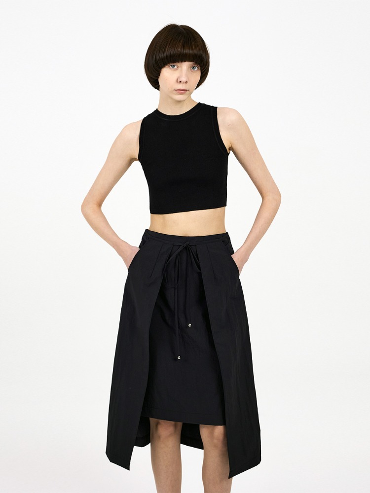 [70%SALE] Nylon Wrap Skirt (black)