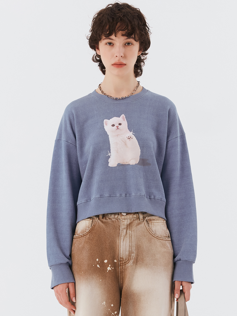 Kitten Pigment Sweatshirt (skyblue)