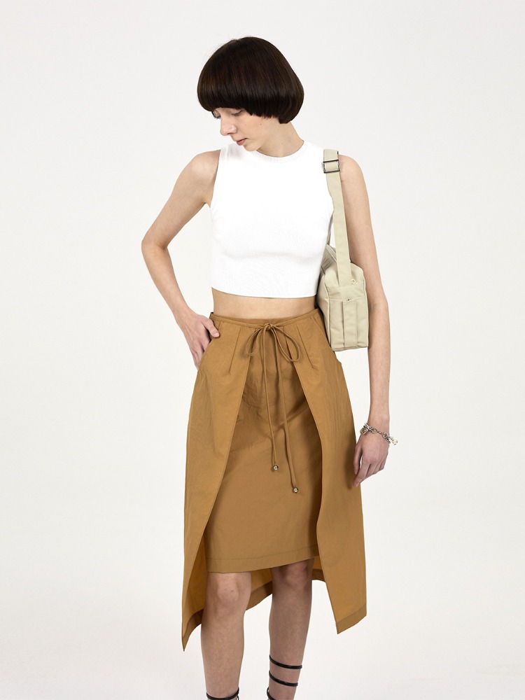 Nylon Wrap Skirt (beige)