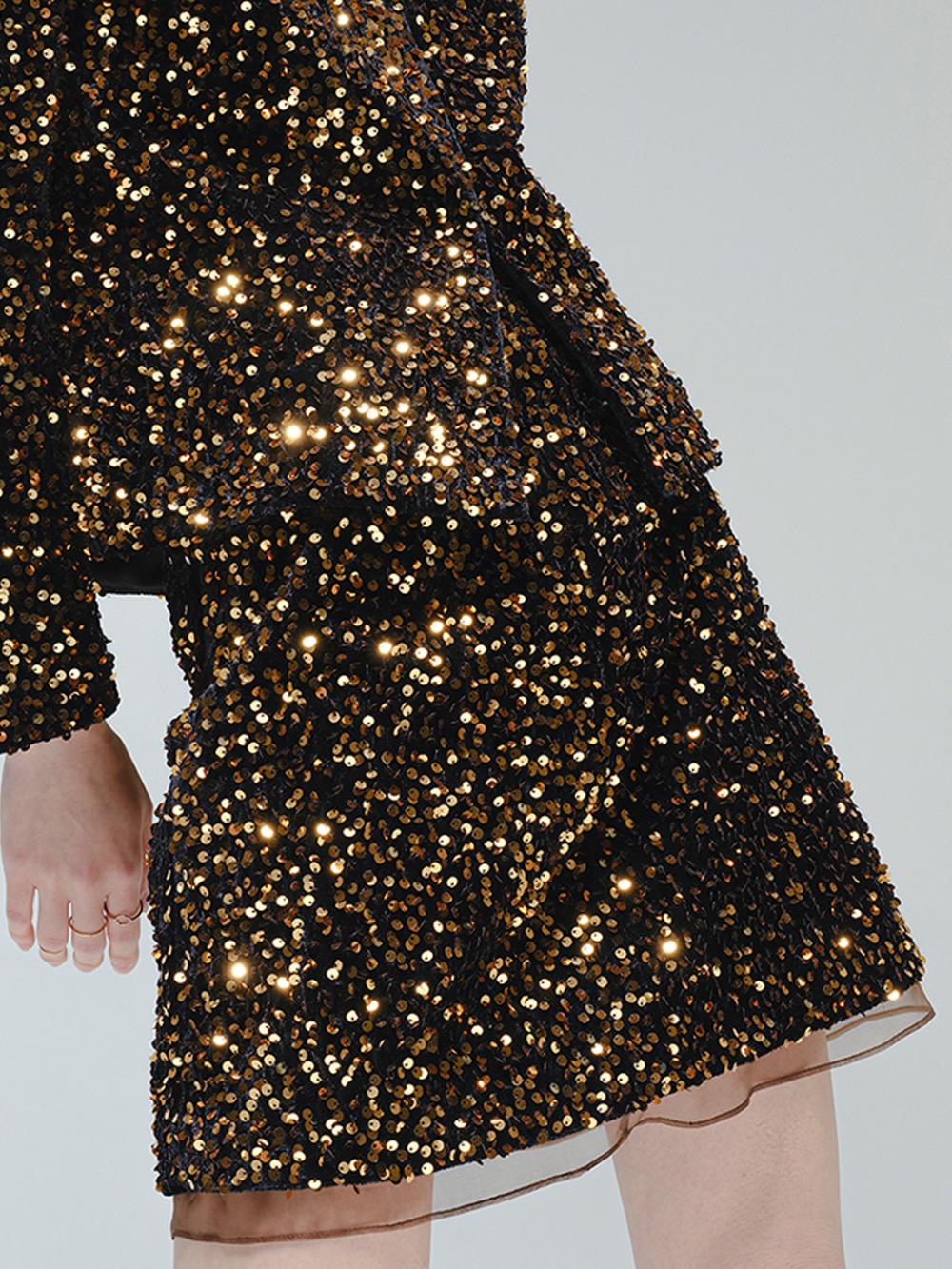 Brown sequined mini skirt