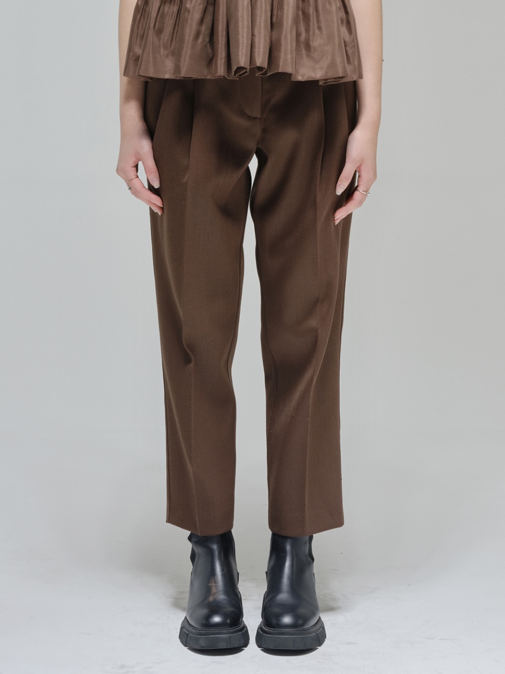 [SAMPLE SALE] Wool-blend wide-leg pants-80%