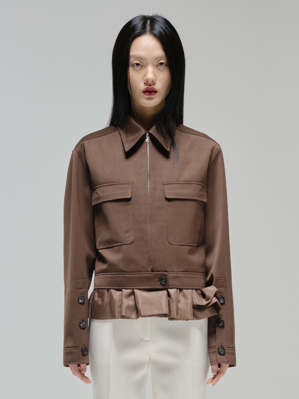 [SAMPLE SALE] Brown wool-twill jacket-60%