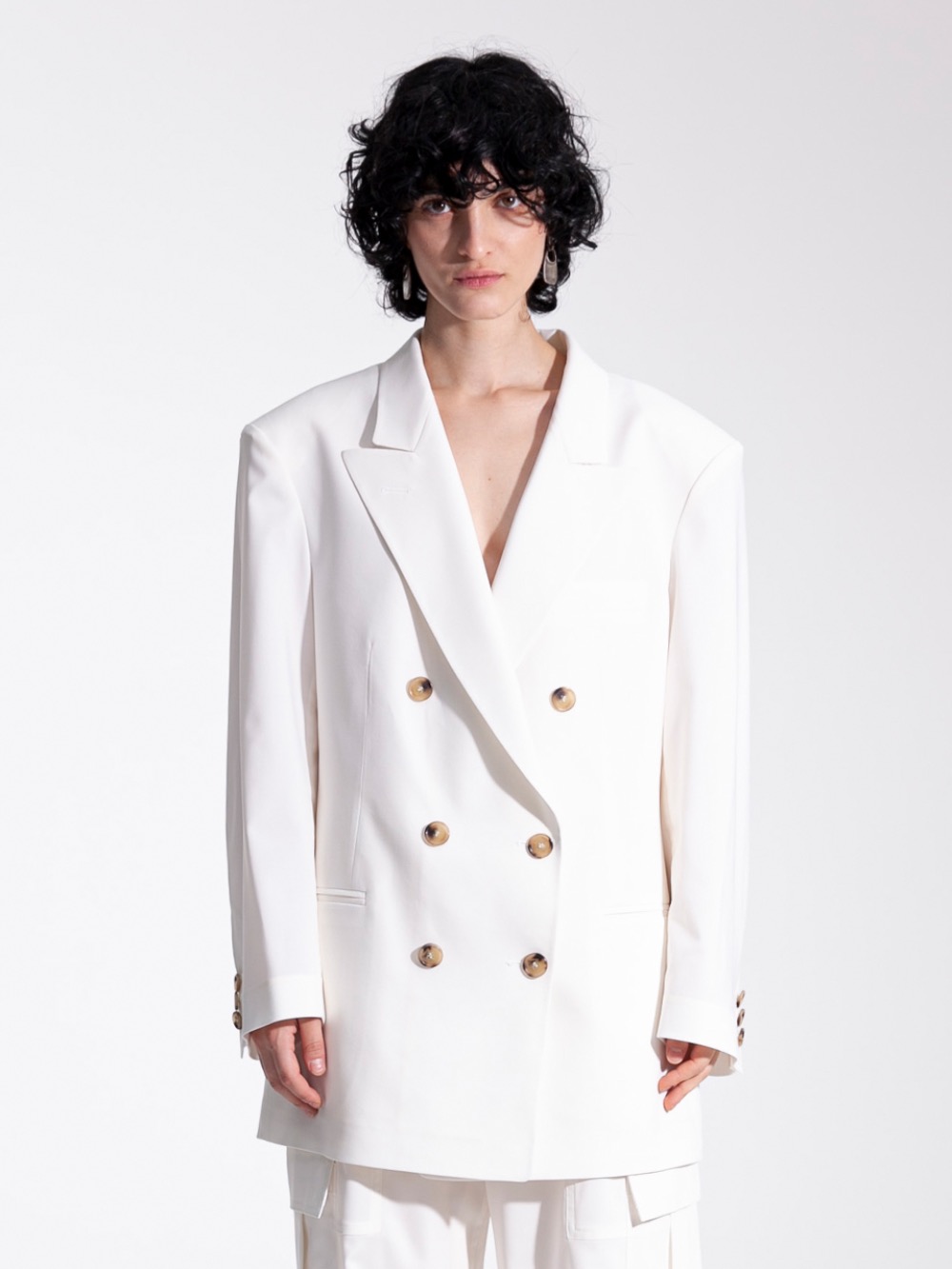 [SAMPLE SALE] White double-breasted jacket-60%