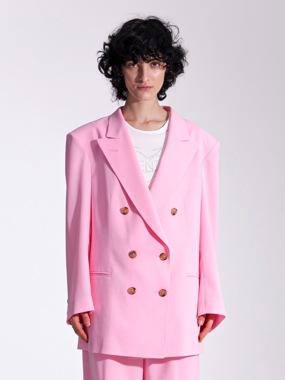 Cool pink double-breasted jacket