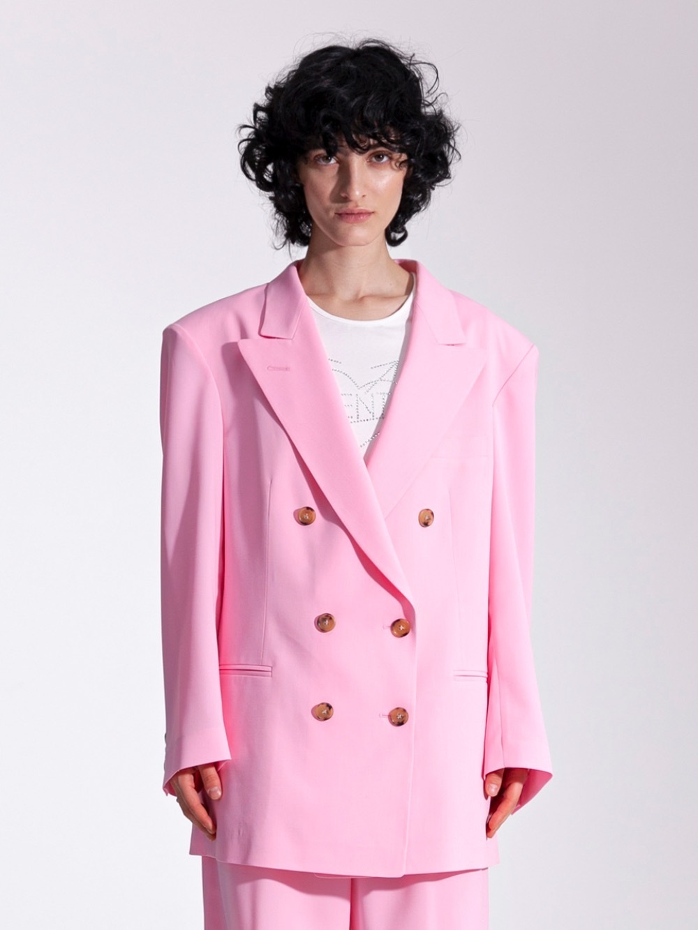 [SAMPLE SALE] Cool pink double-breasted jacket -60%