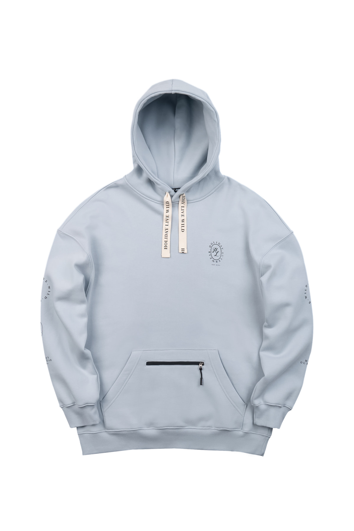 COMPOSTION HOODIE-POWDER BLUEHOLIDAY OUTERWEAR