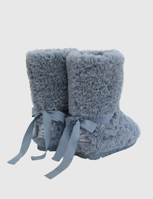 ribbon fur middle boots