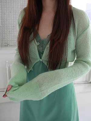 mohair cropped cardigan(ivory,mint!)