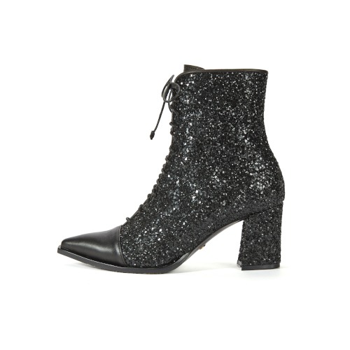 브리아나 Briana Glitter Lace-up Boots_Black