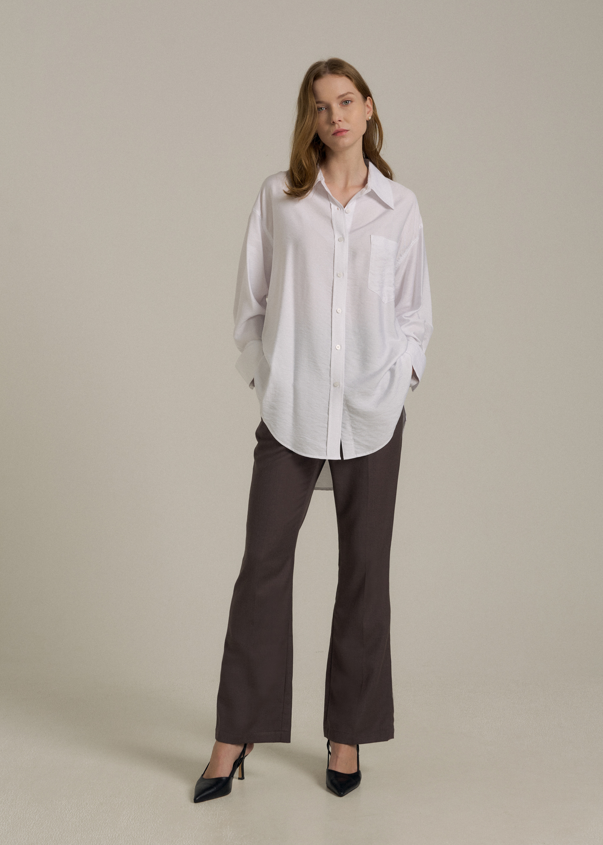 SILKY LOOSE FIT SHIRT (PEARL WHITE)