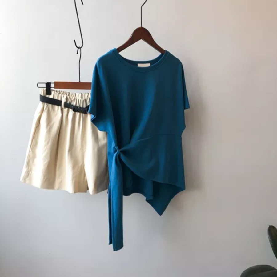 short sleeved tee deep blue color image-S1L10