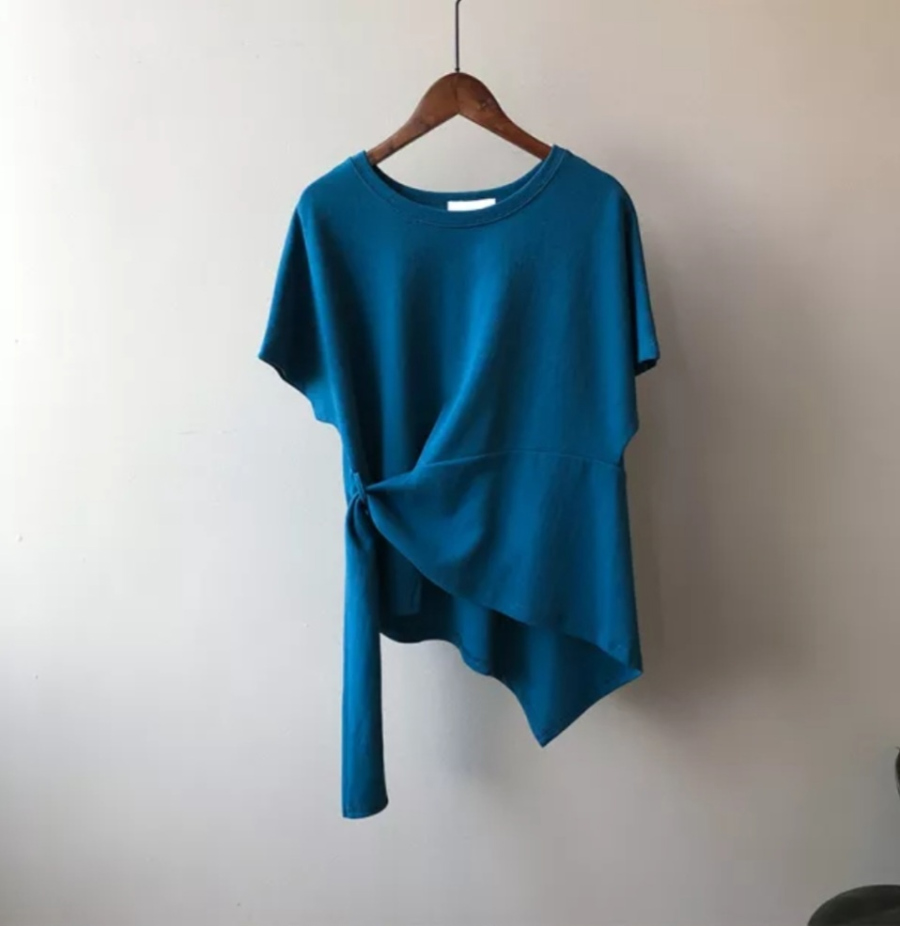 short sleeved tee deep blue color image-S1L11