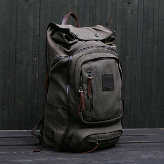 Roll Top Safari Backpack-Marron Grey