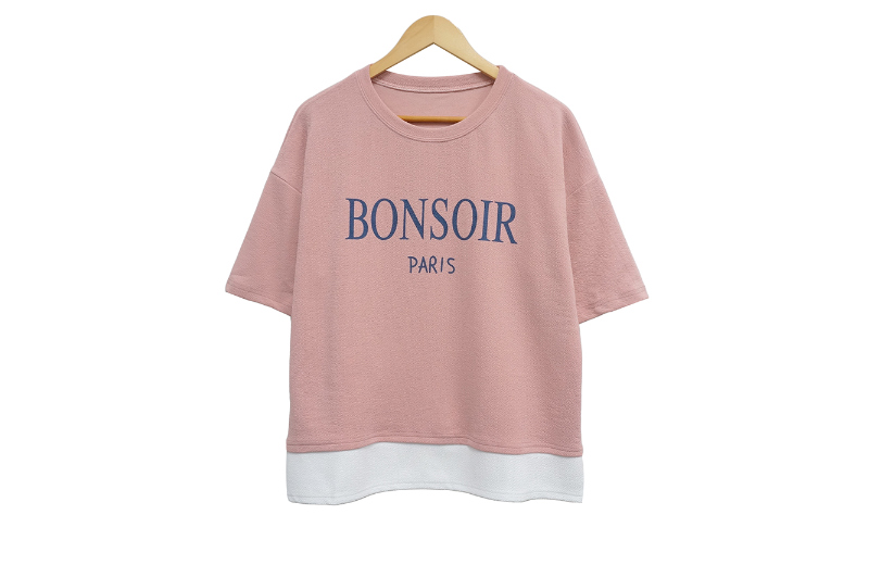短袖T恤 baby pink 彩色图像-S1L10