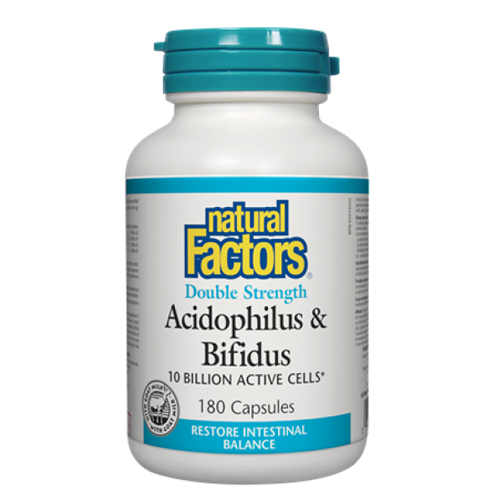 Natural Factors - ACIDOPHILUS &amp; BIFIDUS Double Strength  - 180 CAPSULES
