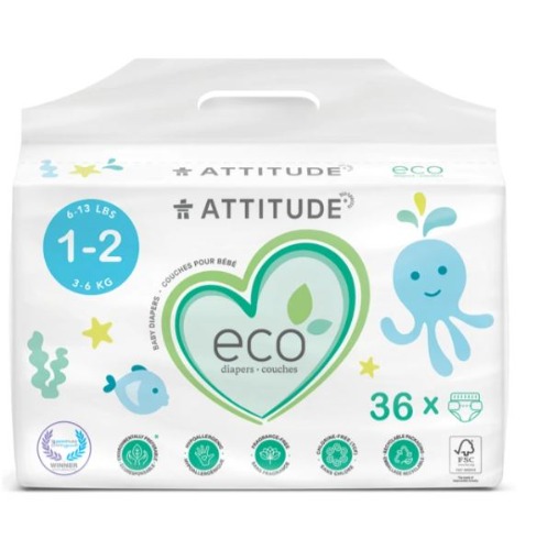 ATTITUDE - Biodegradable Baby Diapers Size 1-2 30units 아기 기저귀 사이즈 1-2/ 30개