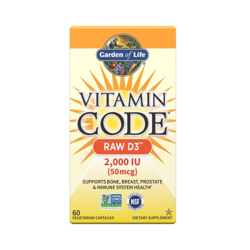 [가든오브라이프] 비타민코드 로우 Raw 비타민 D3 2000IU - 60정- 뼈 치아건강!