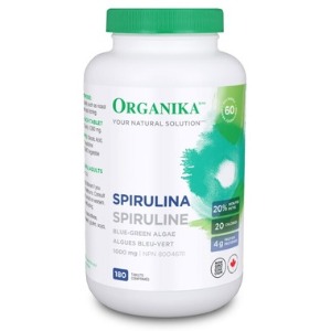 Organika (올가니카) - Spirulina (스피루리나, 비염 증상 감소) 1000mg 180tabs