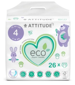ATTITUDE - Biodegradable Baby Diapers Size 4 26units 아기 기저귀 사이즈 4/ 26개