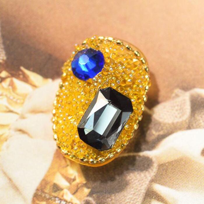 18k Gold Plated Big Bold Ring made w Swarovski Crystal Stone Gorgeous Index  Ring | eBay