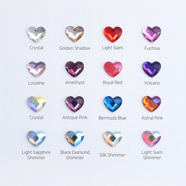 Swarovski 2808 Heart Crystals Nail Art Flatbacks Rhinestones, Light Siam  6mm Pack of 10pcs w/Retail Packaging