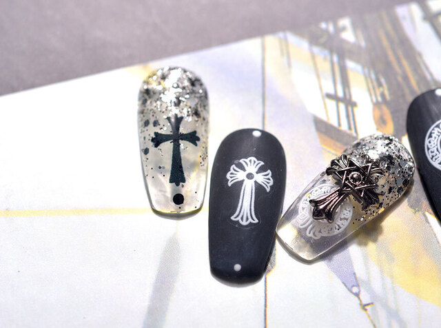 Chrome Hearts Cross Sticker (2 color) | nail stickers, fingernail