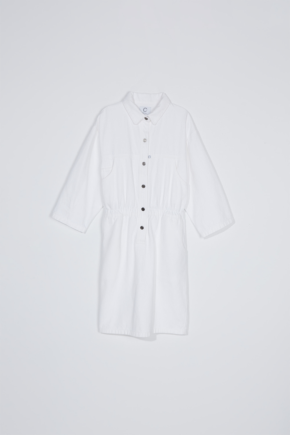 Pocket detail dress_denim white