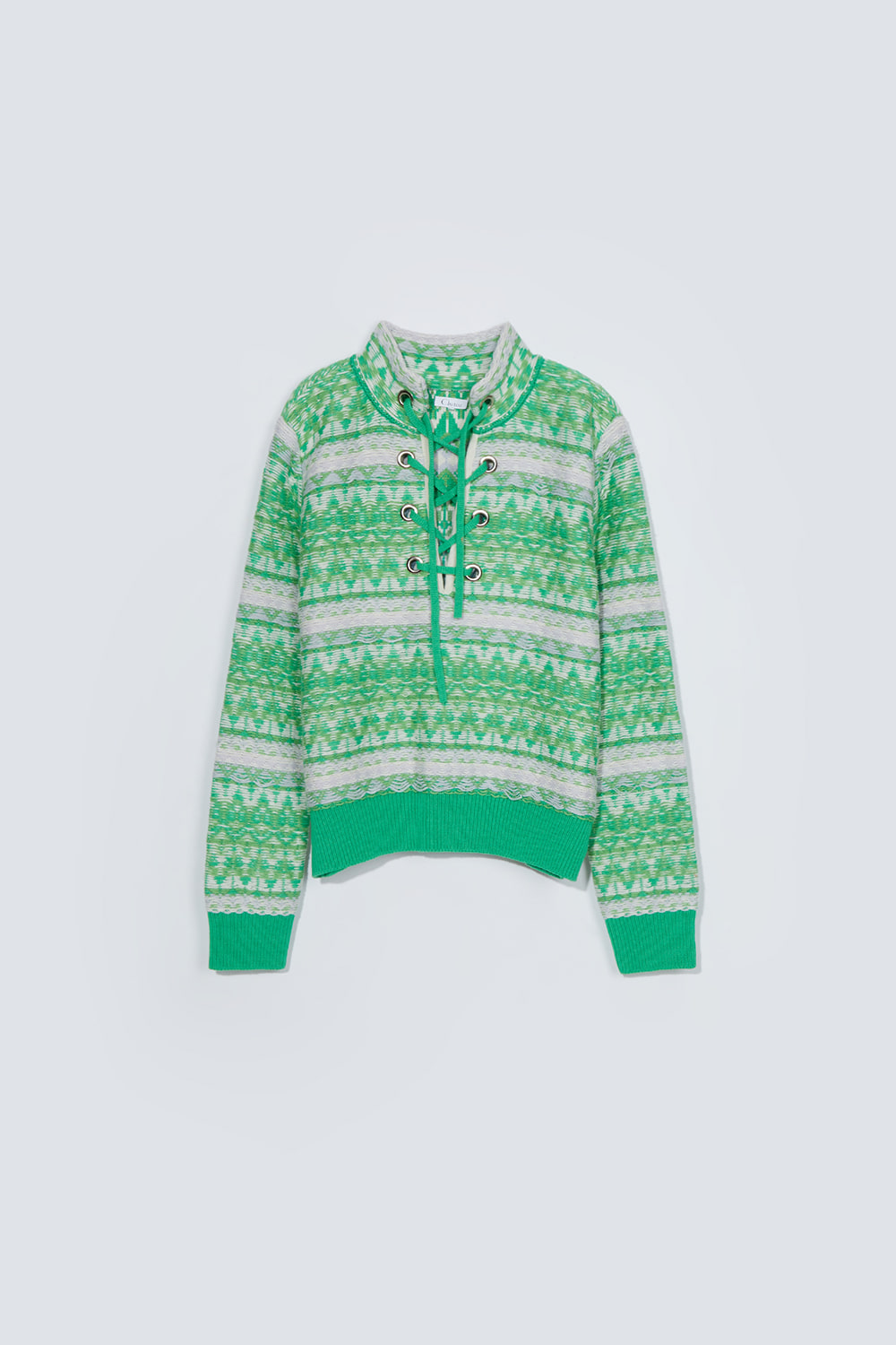 (Popular item)Jacquard pull-over sweater_green