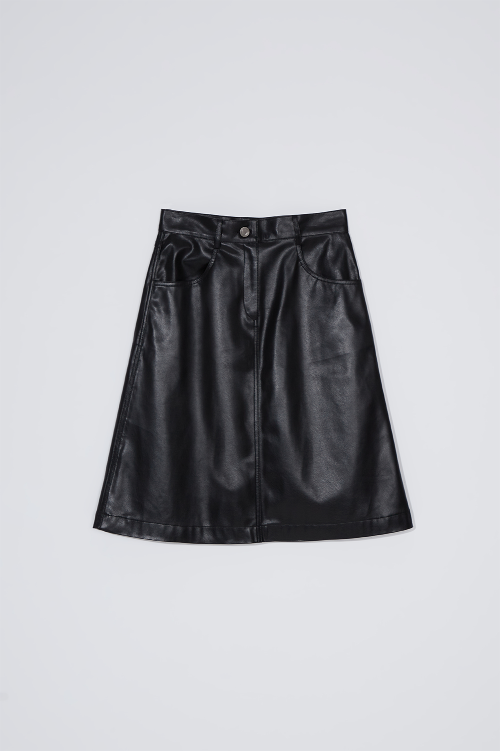 A-line leahter skirt_black