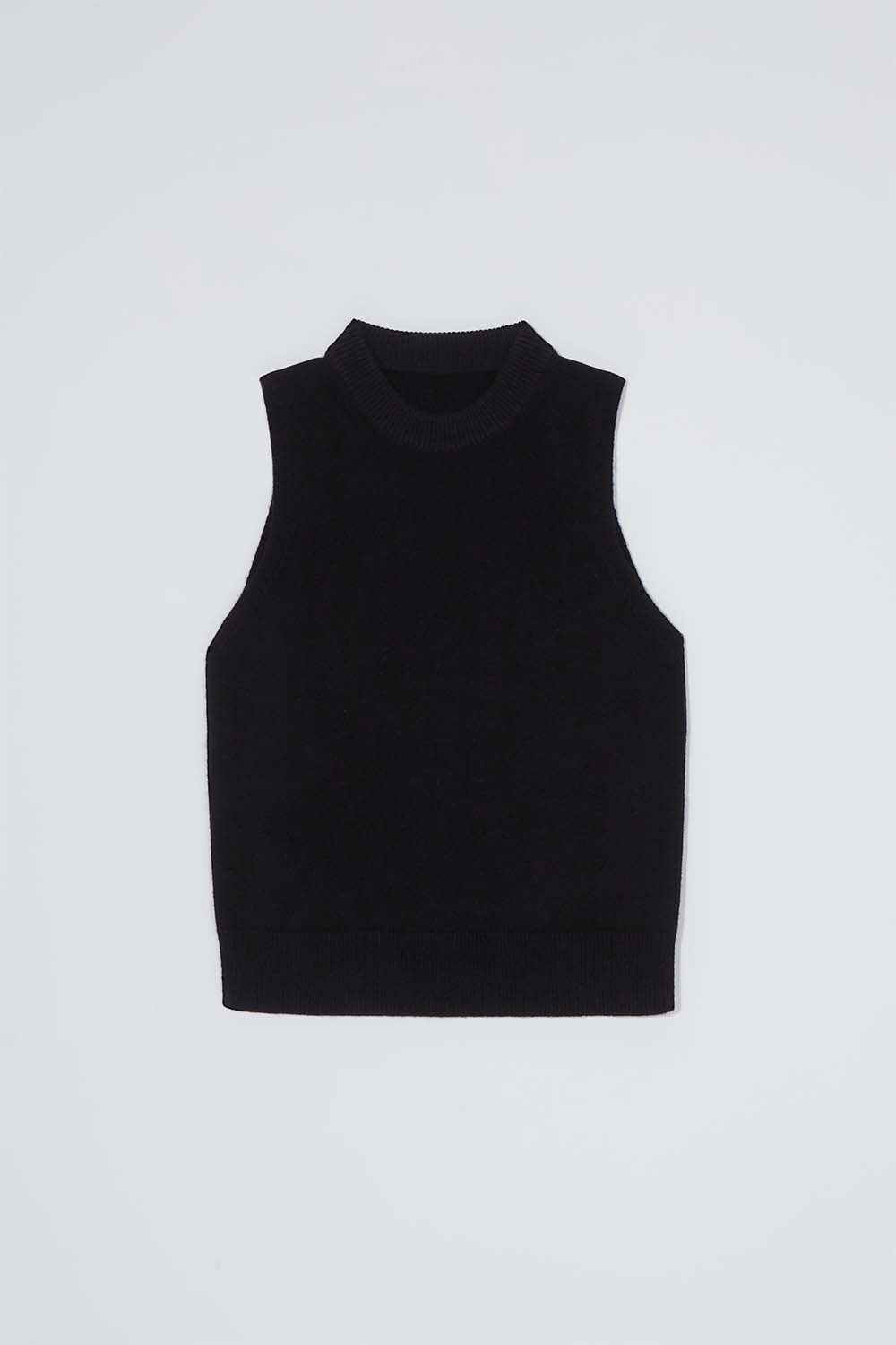 Simple knit vest_black
