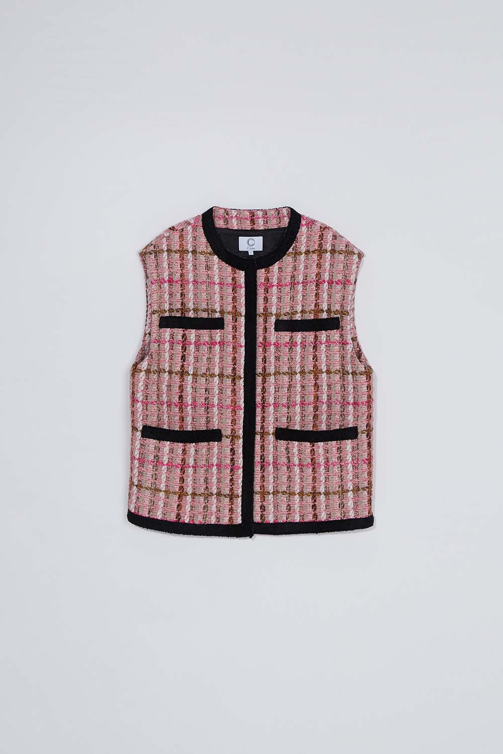(Best Product)Tweed vest_pink