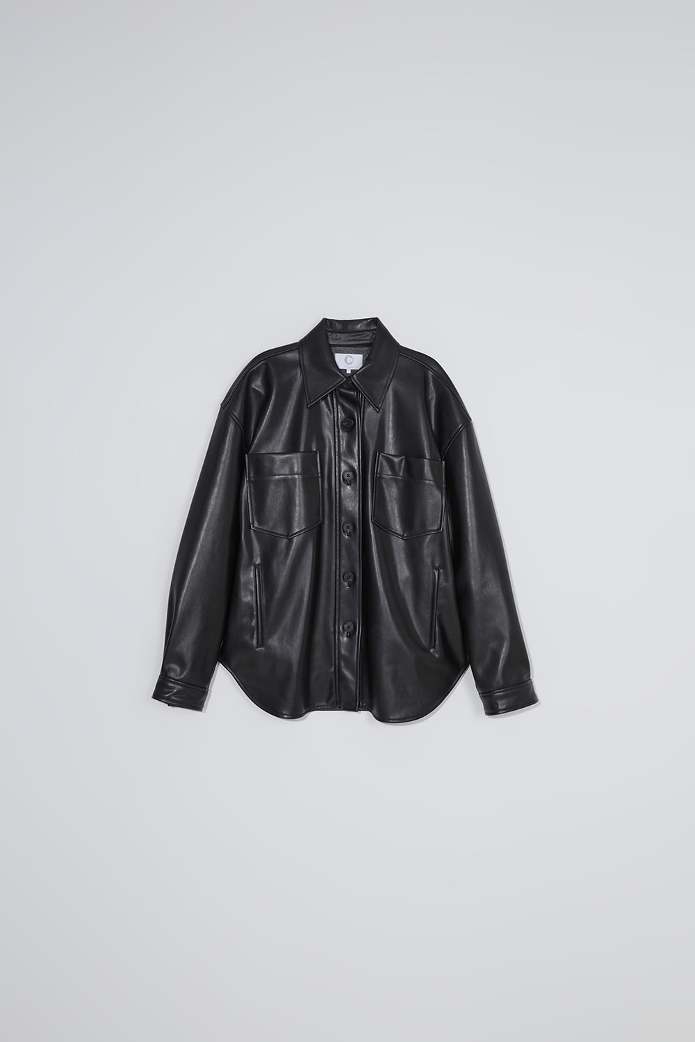 Basic leather shirt jacket_black