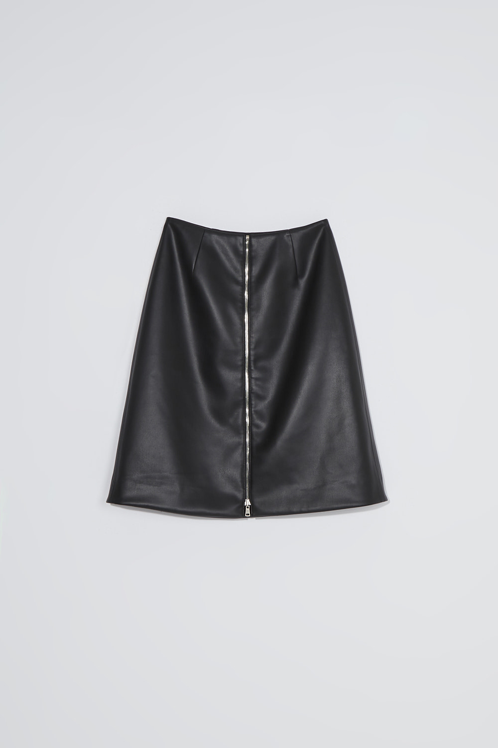 A-line reversible  leather skirt_black