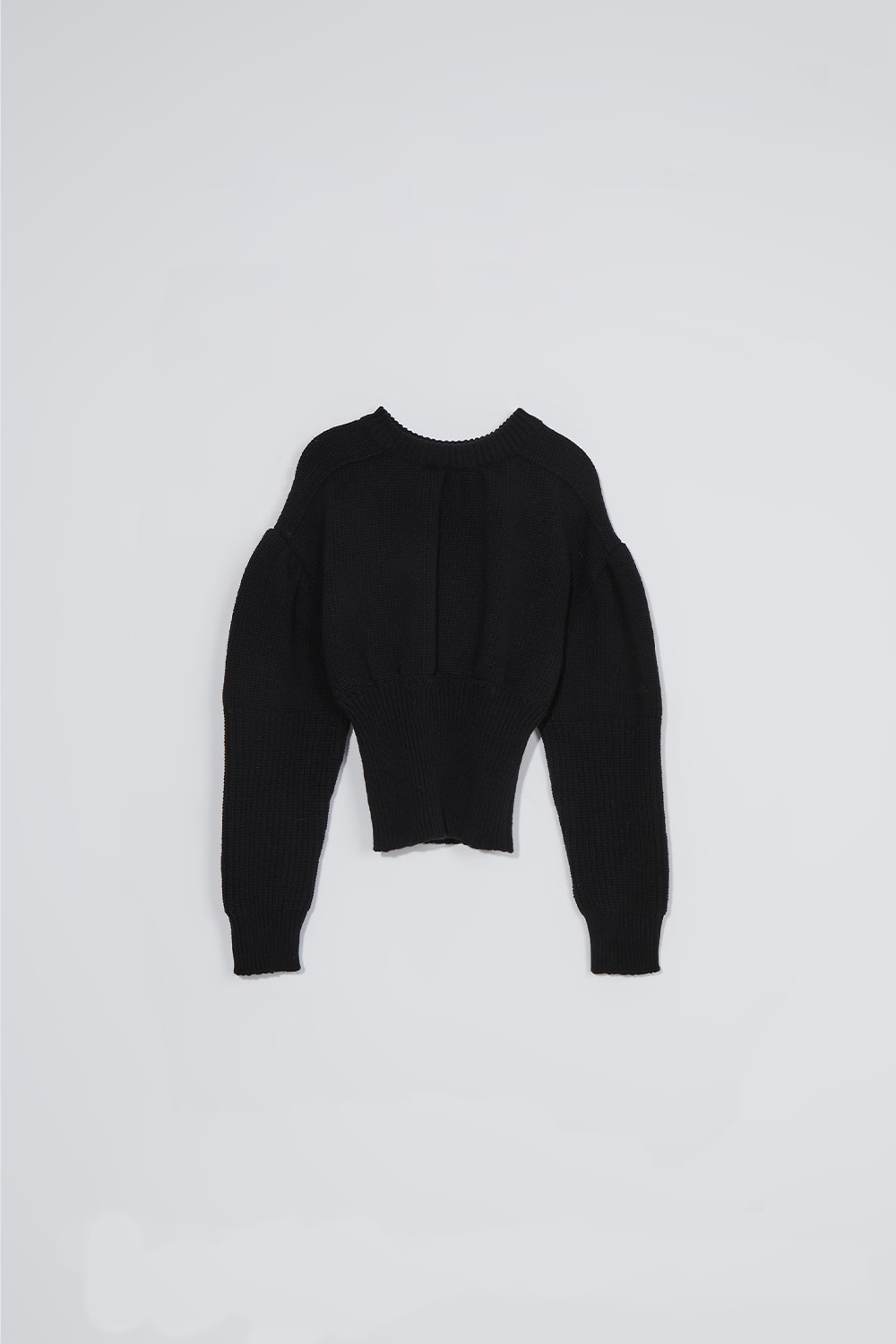 Shirring detail sweater_black