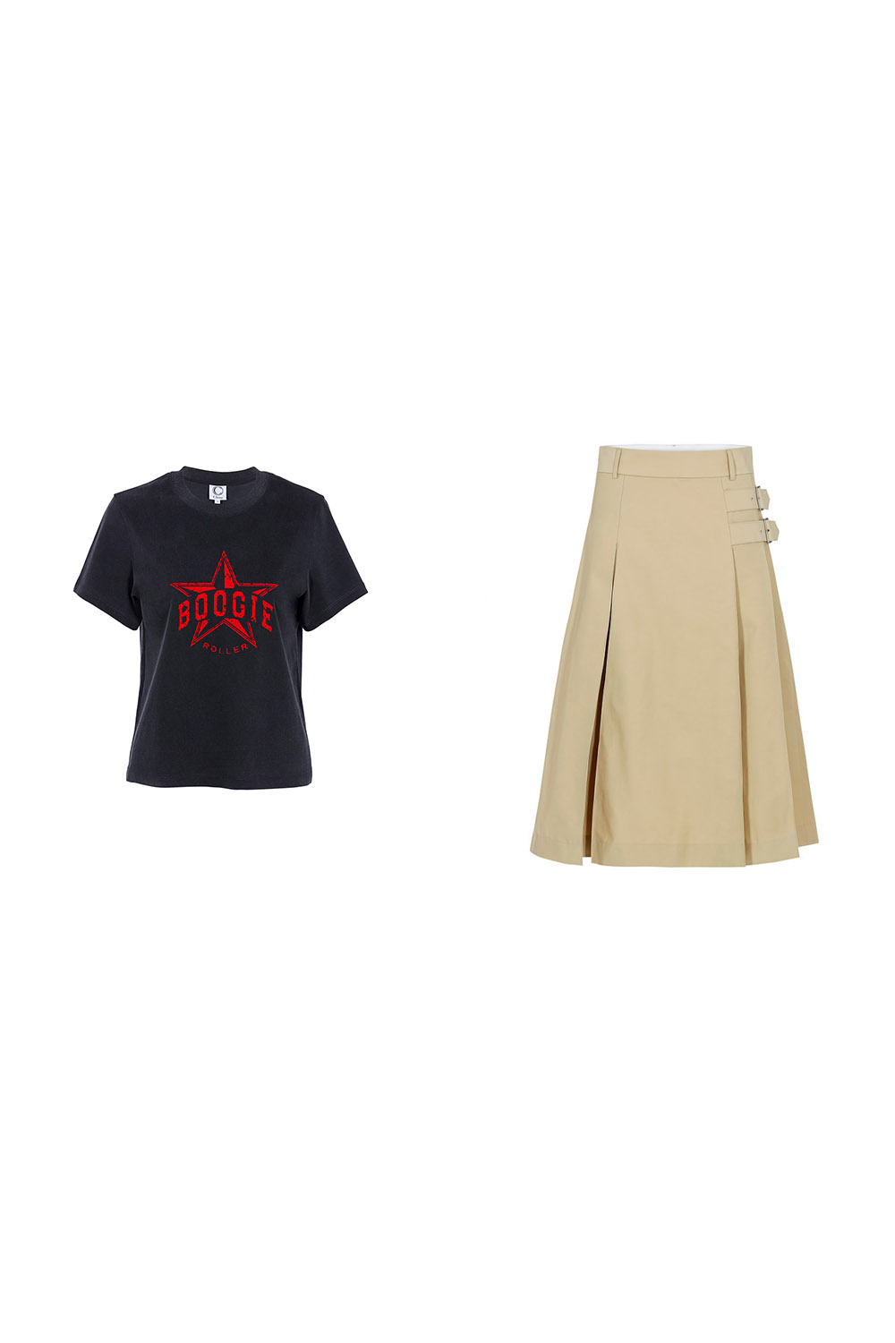 Boogie T-shirts_black+Sounds Paris Skirt_beige