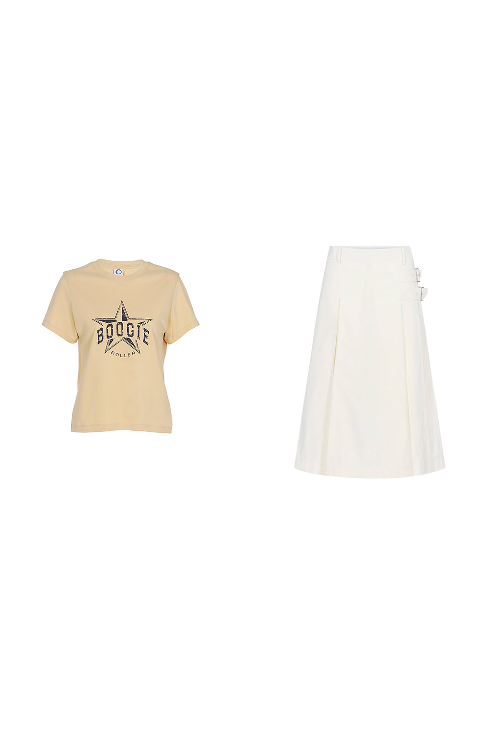 Boogie T-shirts_beige+Sounds Paris Skirt_white