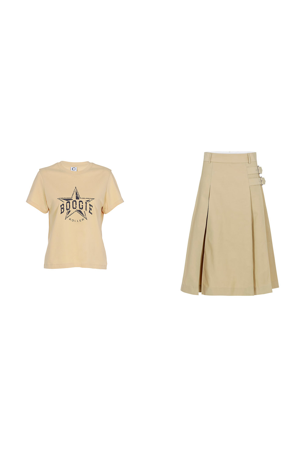 Boogie T-shirts_beige+Sounds Paris Skirt_beige