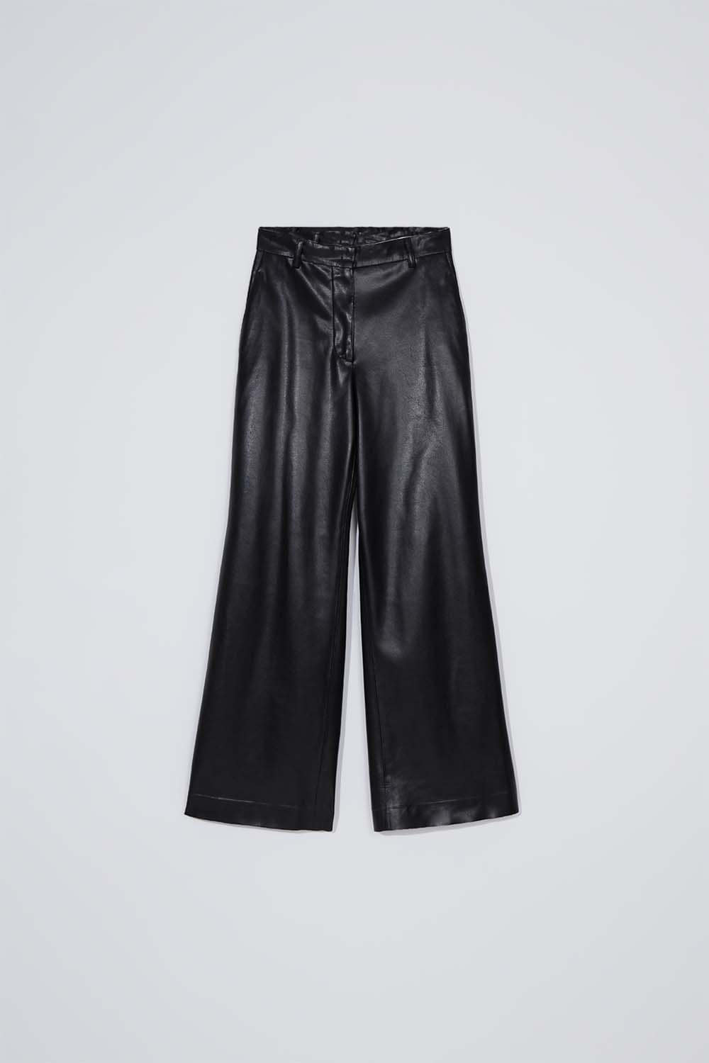 Straight pants(leather)_black