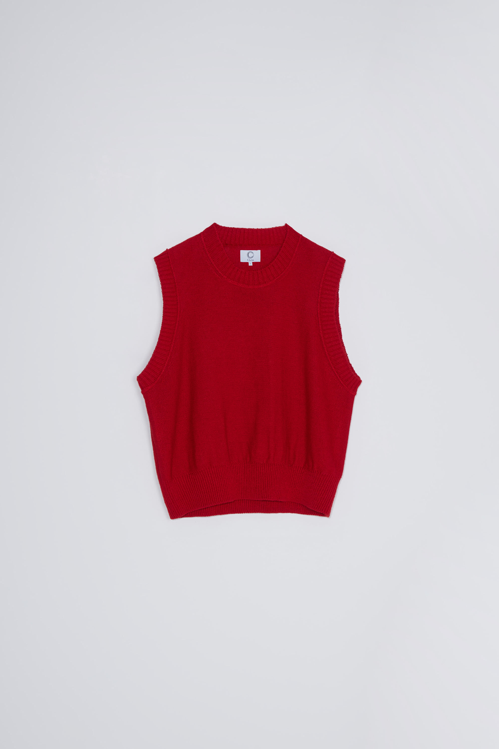 (Idol pick product) Simple knit vest_red