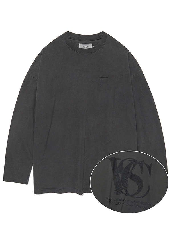 OVER FIT LOGO L/S TEE KS [CHARCOAL]