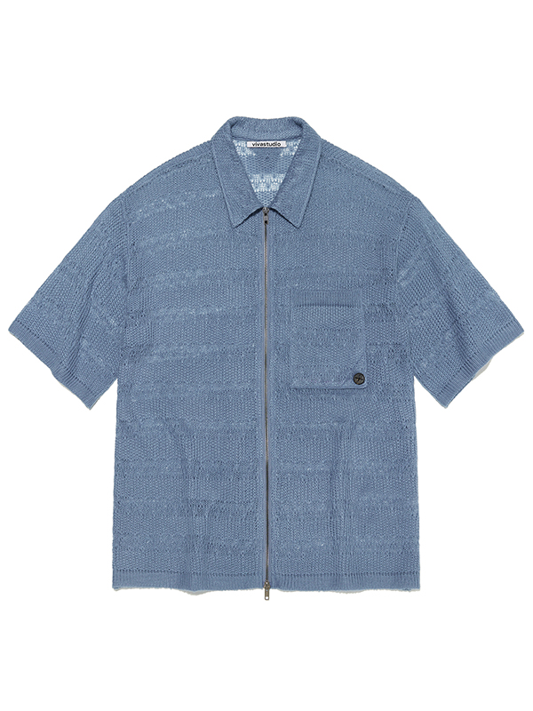 GARDENERS KNITTED HALF SHIRT JACKET [FRENCH BLUE]