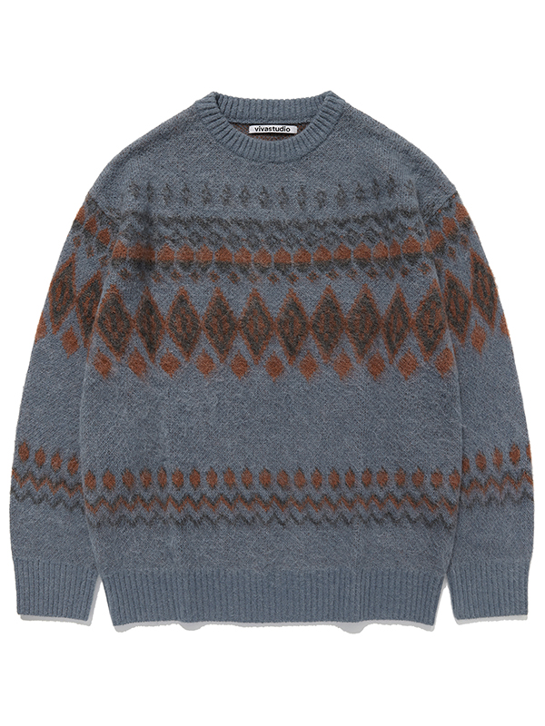 NORDIC ALPACA ROUND KNIT [PASTEL BLUE]