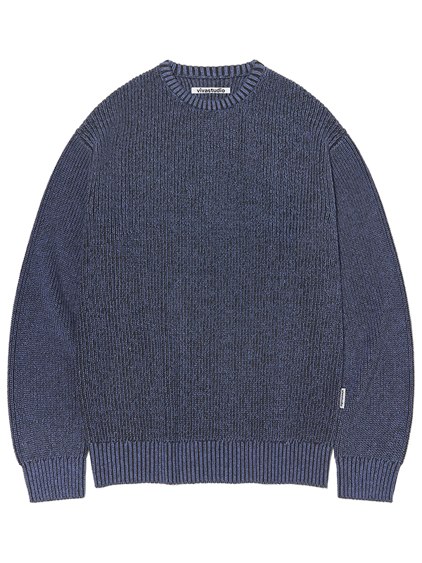 TWO-TONE MIX ROUND KNIT [FRENCH BLUE]