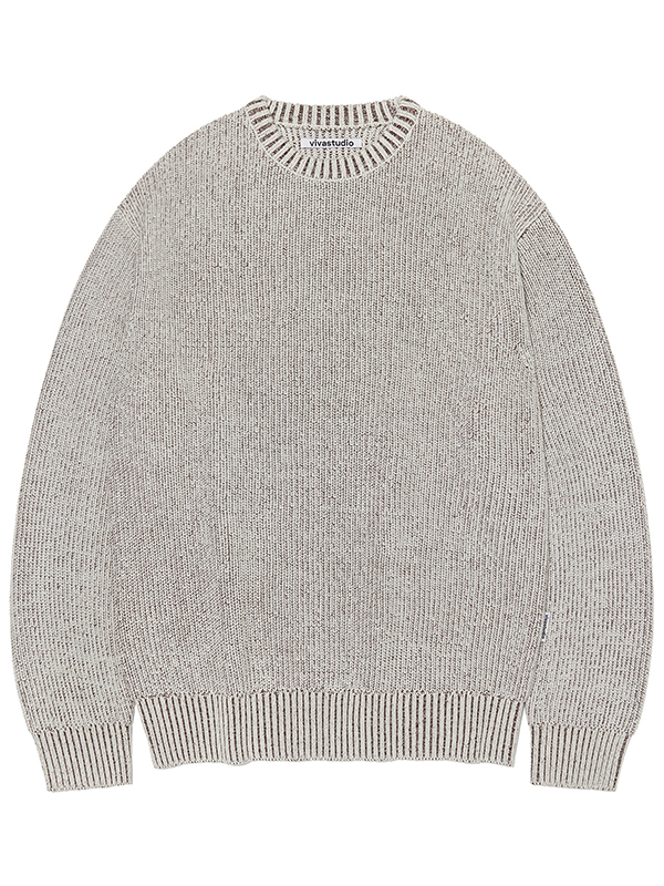 TWO-TONE MIX ROUND KNIT [OATMEAL]