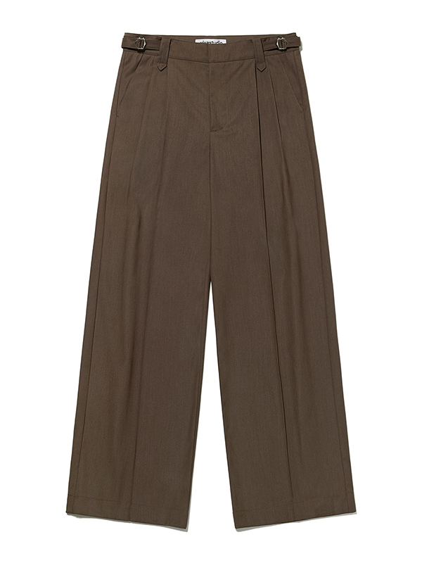 BACK PLEATS WIDE SLACKS [BROWN]