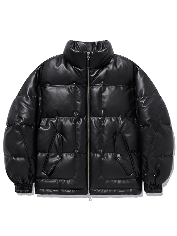 LEATHER PUFFER [BLACK]