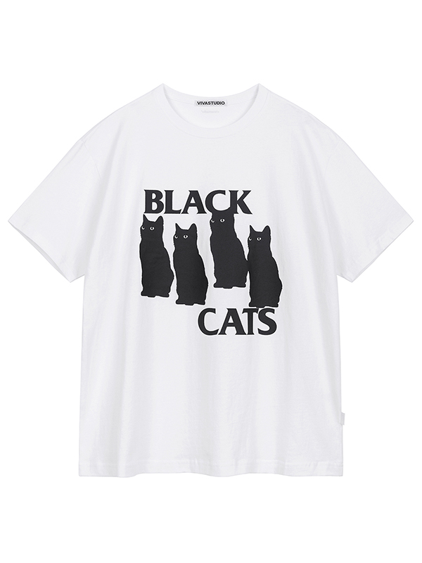 BLACK CAT TEE [WHITE]