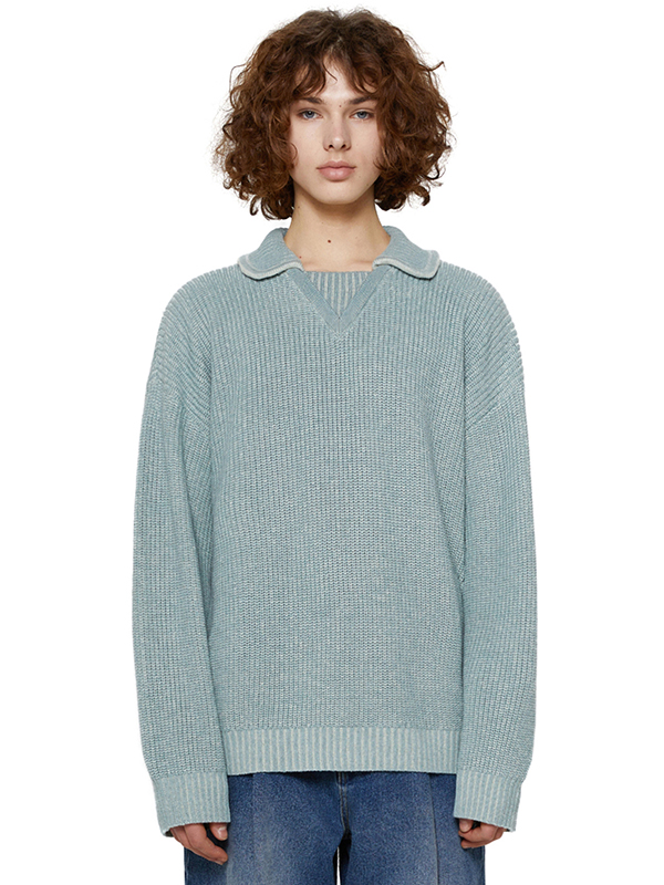 TWO TONE COLLAR KNIT [MINT]