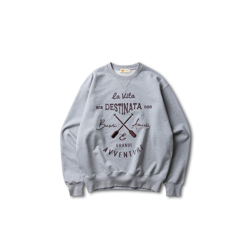 Embroidery Overfit Sweatshirts (Gray)