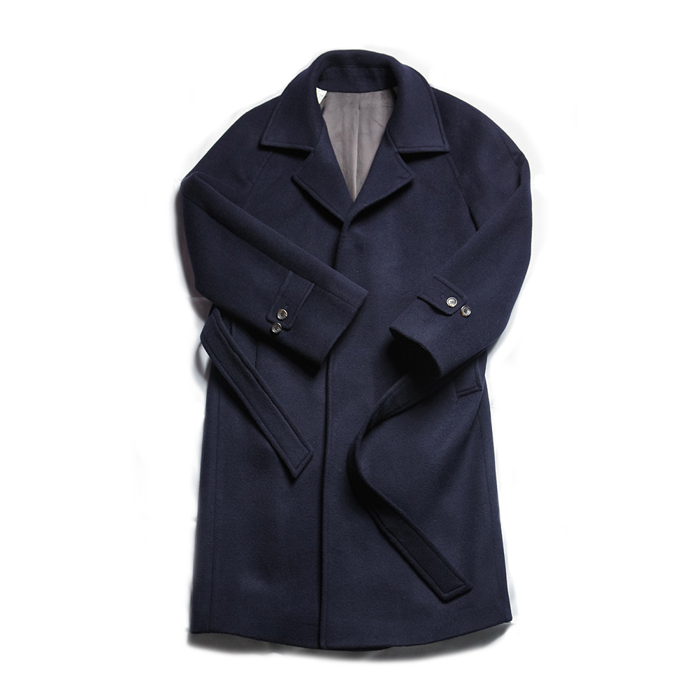 navy wool raglan belted coat
